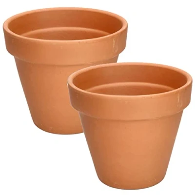Imagen de KOTARBAU® Juego de 2 macetas Terracota con Borde 17 cm para Interiores y Exteriores, Tiesto Plantas, Arcilla Terracota, Maceta balcón o jardín, Cerámica sin esmaltar