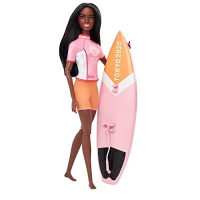 Imagen de Barbie, Juegos Olímpicos Tokio 2020 muñeca Surfista con Uniforme de Surf y Accesorios (Mattel GJL76), Color/Modelo Surtido