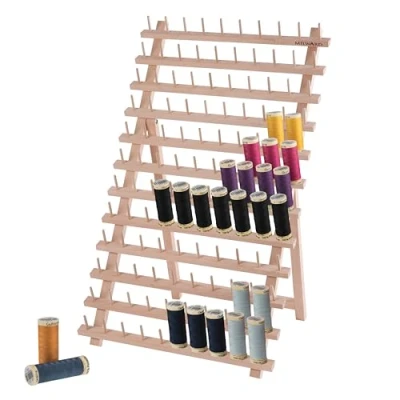 Imagen de Milward Soporte Coser Portacarretes de Hilo Madera, Independiente o montado en la Pared, 120 carretes, 34x40