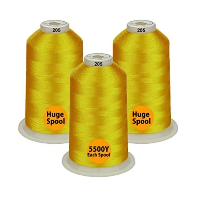 Imagen de Simthread multiuso hilo de máquina bordar poliéster carrete enorme 5000M 5500Y para máquinas coser 3 amarillo