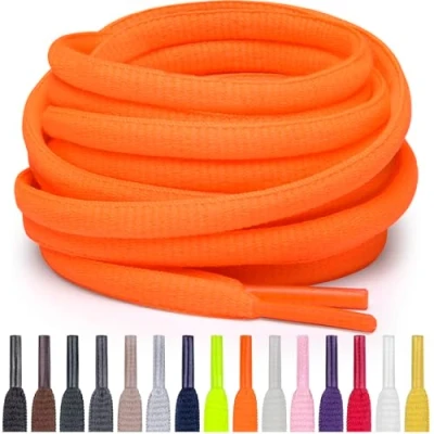 Imagen de Miscly Cordones Atléticos Ovalados Disponibles en Múltiples Longitudes y Colores (Naranja Neón, 91 cm)