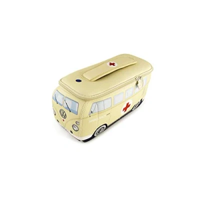 Imagen de BRISA VW Collection Volkswagen Bolsa de Maquillaje cosmético sartículos tocador Neopreno T1 Camper Bus (Ambulancia/Beige/Pequeña)