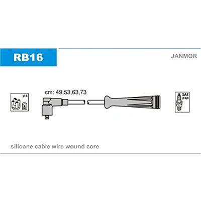 Imagen de JANMOR RB16 Juego de Cables Encendido RENAULT: CLIO 1, TWINGO Megane Scenic