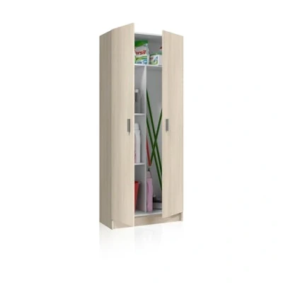 Imagen de duehome Armario Multiusos, Escobero, 2 Puertas, Modelo Multi Useful, Acabado en Color Roble, Medidas: 73 cm (Ancho) x180 (Alto) x 37 (Fondo)