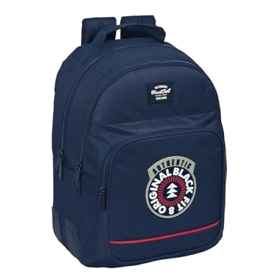 Imagen de Blackfit8 AUTHENTIC Mochila Doble Adaptable Carro, Tejido Reciclable, Ideal para Niños de Diferentes Edades, Cómoda y Versátil, Calidad Resistencia, 32x15x42 cm, Color Azul Marino
