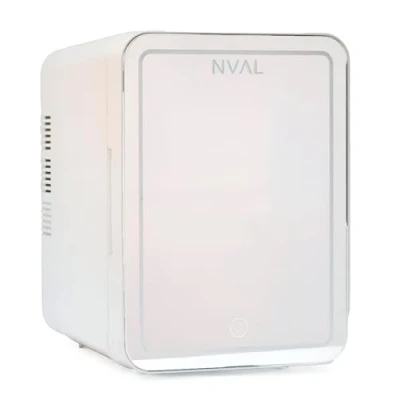 Imagen de NVAL Mini Nevera Cosmeticos con Espejo Iluminado, 4L, Portatil 12V/220V, Neveras Para Habitacion, Electrica, Oficina, Fridge