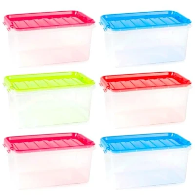 Imagen de AC Pack de 6 Cajas ordenación plástico Transparente con asa, Nº 26. Contenedor para almacenar Juguetes, Libros, Ropa, Mantas. Capacidad 8 litros. Dimensiones Aprox: 15,5 x 34 22,5 cm (Surt)