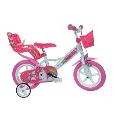 Imagen de Dino Bikes 124RL UN Unicorn Bicicleta con diseño de Unicornios 30,5 cm, Color Blanco y Rosa