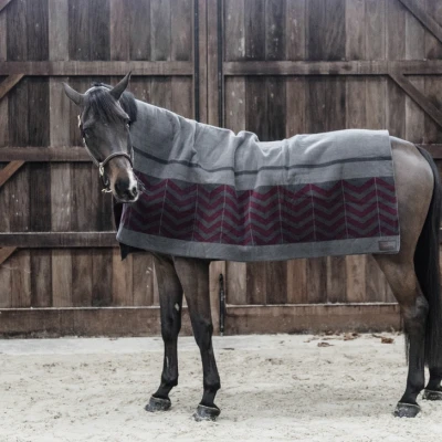 Imagen de Kentucky Fleece Rug Heavy Square Fishbone Grey Bordeaux