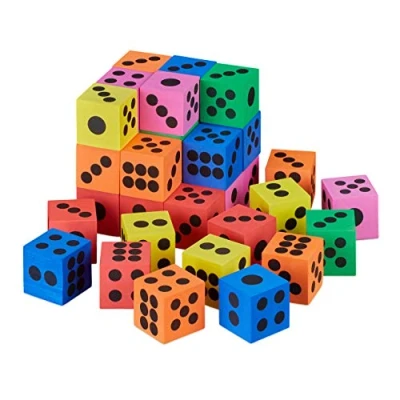 Imagen de Relaxdays Dados Silenciosos, Set de 36, 4 x cm, Guardería, Preescolar, Escuela, Cubos Gomaespuma, Multicolor, (10030810)
