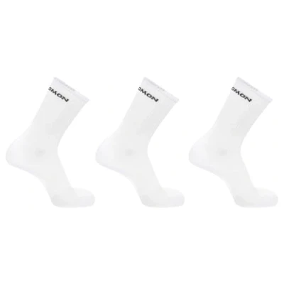 Imagen de Salomon Flow Crew 3 pack Calcetines Trail Running Senderismo MTB, Unisexo, No se mueve, Comodidad protectora, Amortiguación, Blanco, 39 41