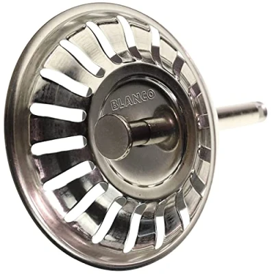 Imagen de Blanco 119146 Escurridor de acero inoxidable con piñas para manejo excéntrico (7,9 cm, 18 ranuras desagüe, artículo original)