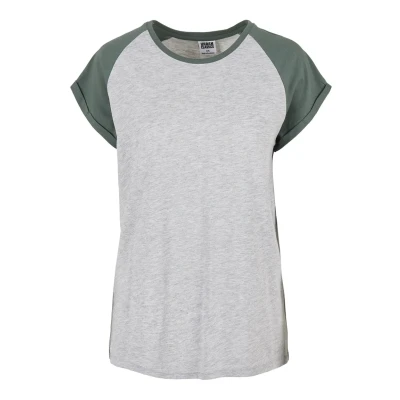 Imagen de Urban Classics Contrast Raglan Camiseta estampada, Mujer, Talla: XL, Lightgrey/paleleaf