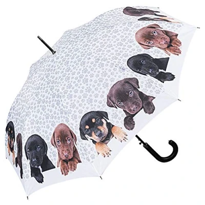 Imagen de VON LILIENFELD Paraguas de Iluvia Largo Clásico Automático Grande Estable Perro Cuarteto Cachorros