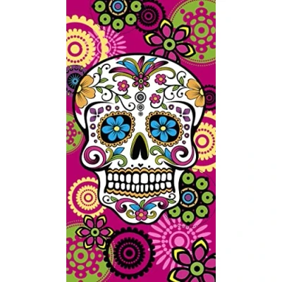 Imagen de Miracle Home. Toalla Microfibra Calabera Mexican, 100% Poliéster, 95 X 175 Cm. Fucsia. 11749