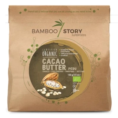 Imagen de NUEVO Bio Manteca de cacao BAMBOO STORY 100% Perú Prensado en Frío Criollo 100 g