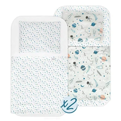 Imagen de FlyIdeas Juego 8 Pza Sabanas Minicuna Colecho Next2Me 50x83cm, 100% Algodon Certif. con 2 Bajeras Protectores Colchon Impermeables Encimera y Fundas de Almohada