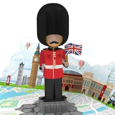 Imagen de LIMAH® tarjeta pop up de Londres vale viaje para un a Inglaterra Regalo, o regalo dinero la ciudad, cumpleaños 3D unas vacaciones Guardia Real