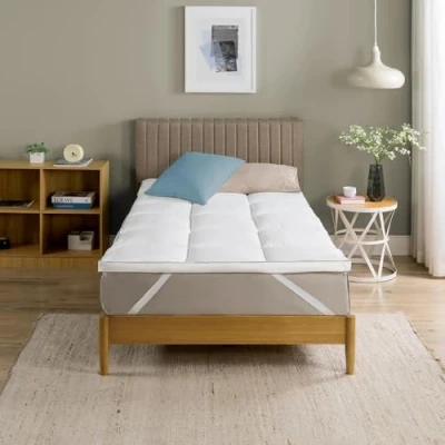 Imagen de Zinus Mattress Topper (poliéster, 200 x 90 cm), Color Blanco