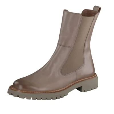 Imagen de Paul Green Mujer Botines 9836, señora Botas Chelsea Ancho: Normal (WMS),Medias Botas,Bota de Deslizamiento,Beige Braun (Black),38.5 EU / 5.5 UK