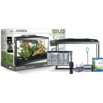 Imagen de Marina Kit de Acuario con Iluminación LED, Vidrio, Transparente, 20G, 75 L, 61.4 x 32.2 41.9 cm