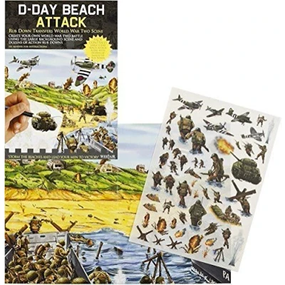 Imagen de D Day Beach Attack Rub Down Transfers World War 2 Battle Scene
