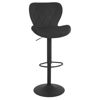 Imagen de WOLTU Taburete de Bar, Silla Bar Altura Regulable, Cocina Giratorio, con Respaldo y Reposapiés, Barra Bistro, Terciopelo, Negro, BH419sz 1