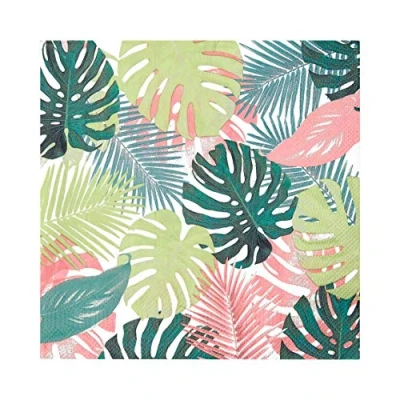 Imagen de Talking Tables Servilletas de papel hojas palmera tropical en colores pastel, desechables, vajilla para cenar, cumpleaños, fiesta el jardín, verano, picnic, safari, hawaiano, decoupage