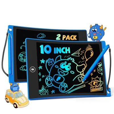 Imagen de TEKFUN 2Pack Tableta de Escritura LCD 10 Pulgadas, Tablero Dibujo Electrónico, Pizarra Infantil Juguetes Regalo Cumpleaños para Niñas y Niños 3 4 5 6 7 Años Regalos (2*Azul)