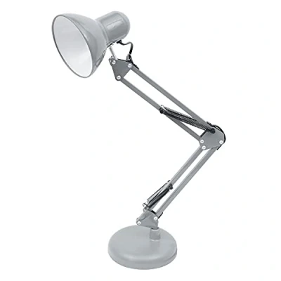 Imagen de BEL AIR HOME Lámpara de Escritorio LED Vintage Retro Articulada Flexo Antigona Ajustable para Estudio y Lectura Iluminación E27, Plata, Metal