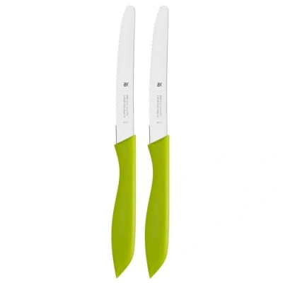 Imagen de WMF Juego de 2 cuchillos desayuno (23 cm, cuchillo para panecillos, afilado ondulado, pan, acero especial, mango plástico), color verde