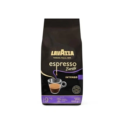 Imagen de Lavazza, Espresso Barista Intenso, Café en Grano Natural Tostado, Ideal para Máquina de o Superautomática, con Notas Aromáticas Cacao y Madera, Intensidad 9/10, Tueste Medio, 1 kg