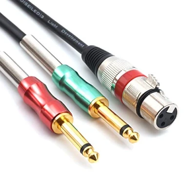 Imagen de SiYear cable divisor de audio y 6,6 pies XLR hembra 3 pines a 6,35 mm 1/4 pulgadas mono macho, doble macho hembra, adaptador convertidor estéreo (2 m)