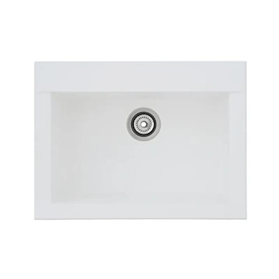 Imagen de respekta Fregadero, 60% Material Compuesto de minerales y Fibra Vidrio, 40% Resina sintética, Blanco, 66x50 cm