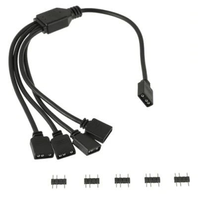Imagen de HUAREW Cable divisor ARGB de 1 a 4, 5 V 3 Pines, fan splitter y hub, para enfriador CPU ventilador