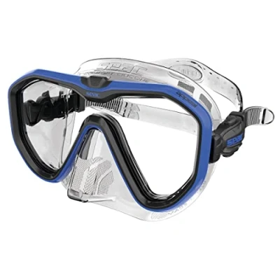 Imagen de SEAC Appeal, máscara de Buceo Lente única Made in Italy con Hebilla 3D Directamente en la Falda, Transparente/Azul, Standard