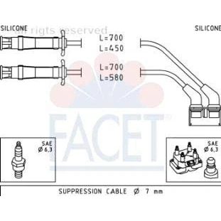 Imagen de FACET 4.9446 Juego de Cables Encendido Made in Italy OE Equivalent RENAULT: Megane 1, 1 Classic, Scenic