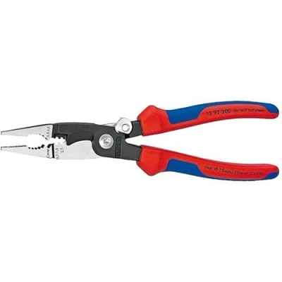 Imagen de Knipex Alicate para instalaciones eléctricas negro atramentado, con fundas multicomponentes 200 mm (cartulina autoservicio/blíster) 13 92 SB