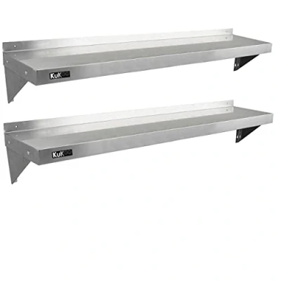 Imagen de KuKoo 2 Estantes de Pared 150cm x 30cm Acero Inoxidable para Café, Bar y Restaurante Estante Cocina Organizador Metalico Kitchen Wall Shelves con Paños Microfibra GRATIS