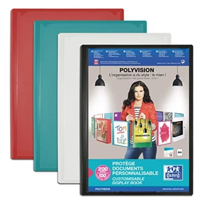 Imagen de Elba Polyvision Portafolio personalizable con fundas de polipropileno A4, opaco, color aleatorio, Assorti: bleu, vert, rose, noir, blanc 200 vues