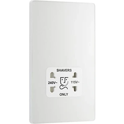 Imagen de BG Electrical Evolve Enchufe de doble voltaje para afeitadora, 115/240 V, color blanco nacarado