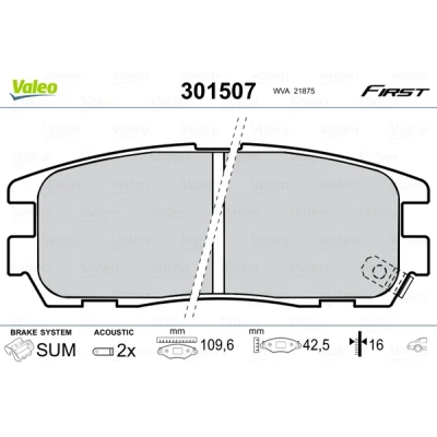 Imagen de VALEO 301507 Juego de pastillas freno FIRST Eje trasero con contacto avisador desgaste sin chapa antichirridos OPEL: Frontera B SUV
