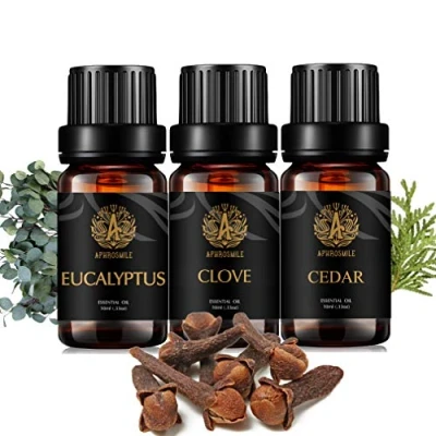 Imagen de aromaterapia clavo aceite esencial set para difusor, 3x10ml 100% puro cedro Kit Humidifier cedro, clavo, eucalipto aceites esenciales set, esenciale