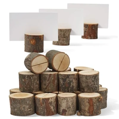 Imagen de THE TWIDDLERS 50 Porta Nombres Rústicos de Madera Pino y Tarjetas Mesa para Bodas Eventos Paquete 100