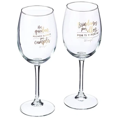 Imagen de Mr. Wonderful Set de 2 Copas Vino para Novios: Nos quedan Muchos sueños por Cumplir, 47cl, Multicolor, Talla única,