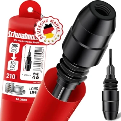 Imagen de SCHWABENBACH ® adaptador SDS Plus a Max Pieza para uso de brocas o cinceles en máquinas Calidad Premium Portabrocas taladro martillo