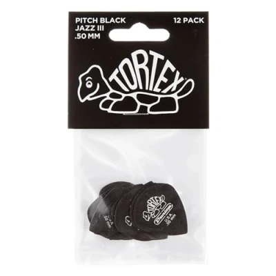 Imagen de Dunlop 482 TORTEX PITCH BLACK JAZZ III Púas (12 Pack) 0.50 mm