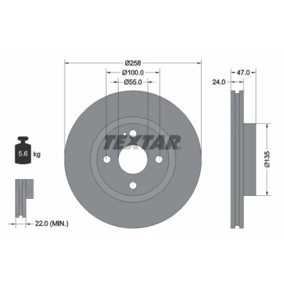 Imagen de TEXTAR 92103100 Disco de freno 258 24 04/05 100 ventilación interna sin perno sujeción rueda, buje rueda MAZDA: FAMILIA 6, 323 F 6