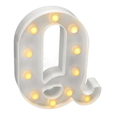 Imagen de Jandei letras led iluminadas, letra Q con luz blanca cálida, luces decoración y ambiente, nocturna bodas, cumpleaños, escaparates, números (funcionan pilas)