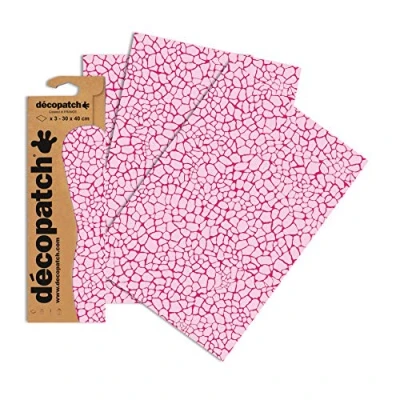 Imagen de Décopatch Papel de impresión reptiles rosa, 30 x 40 cm (paquete 3 hojas)